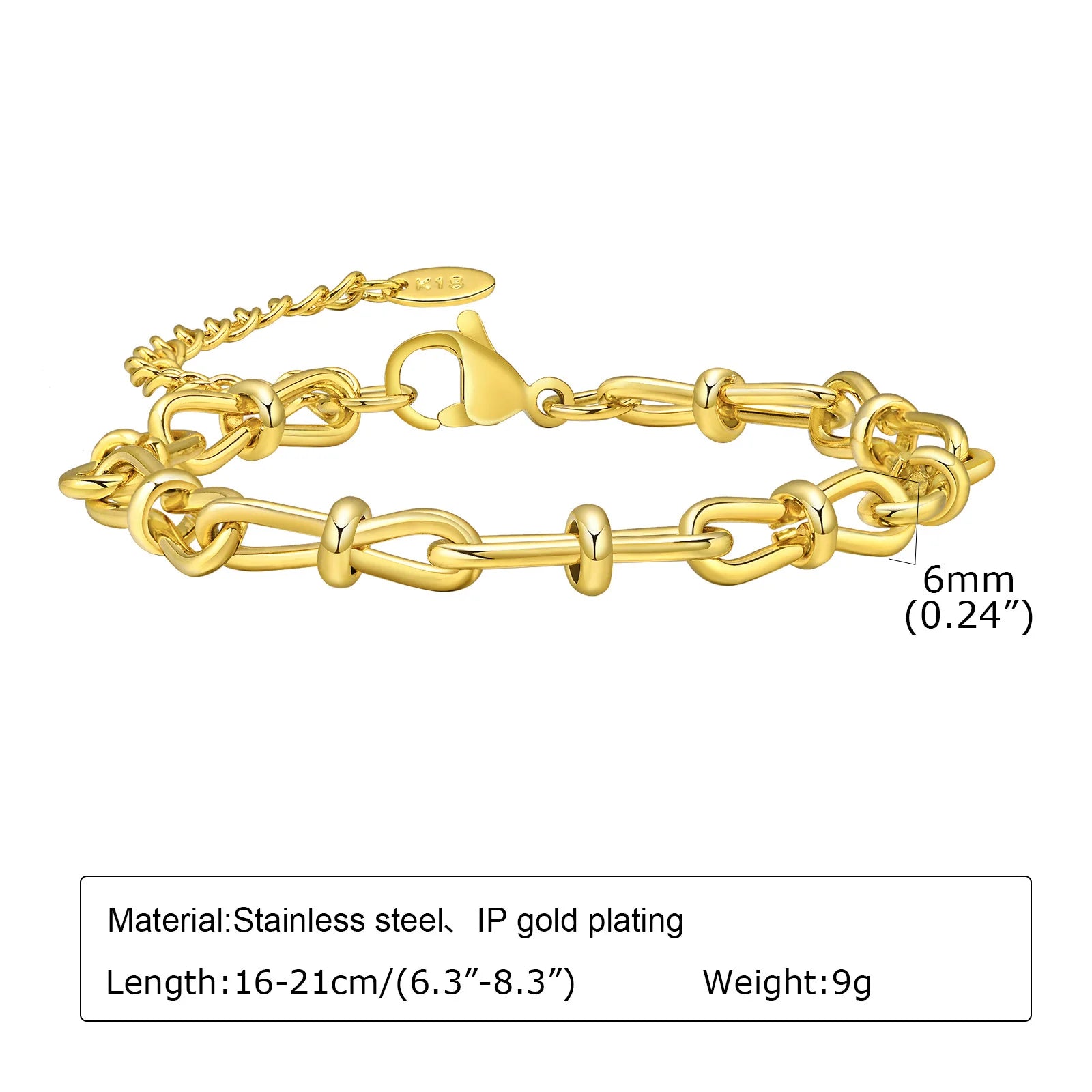 18k Gold Plated Chunky Oval Link Chain Bracelets for Women Thick Stainless Steel Jewelry