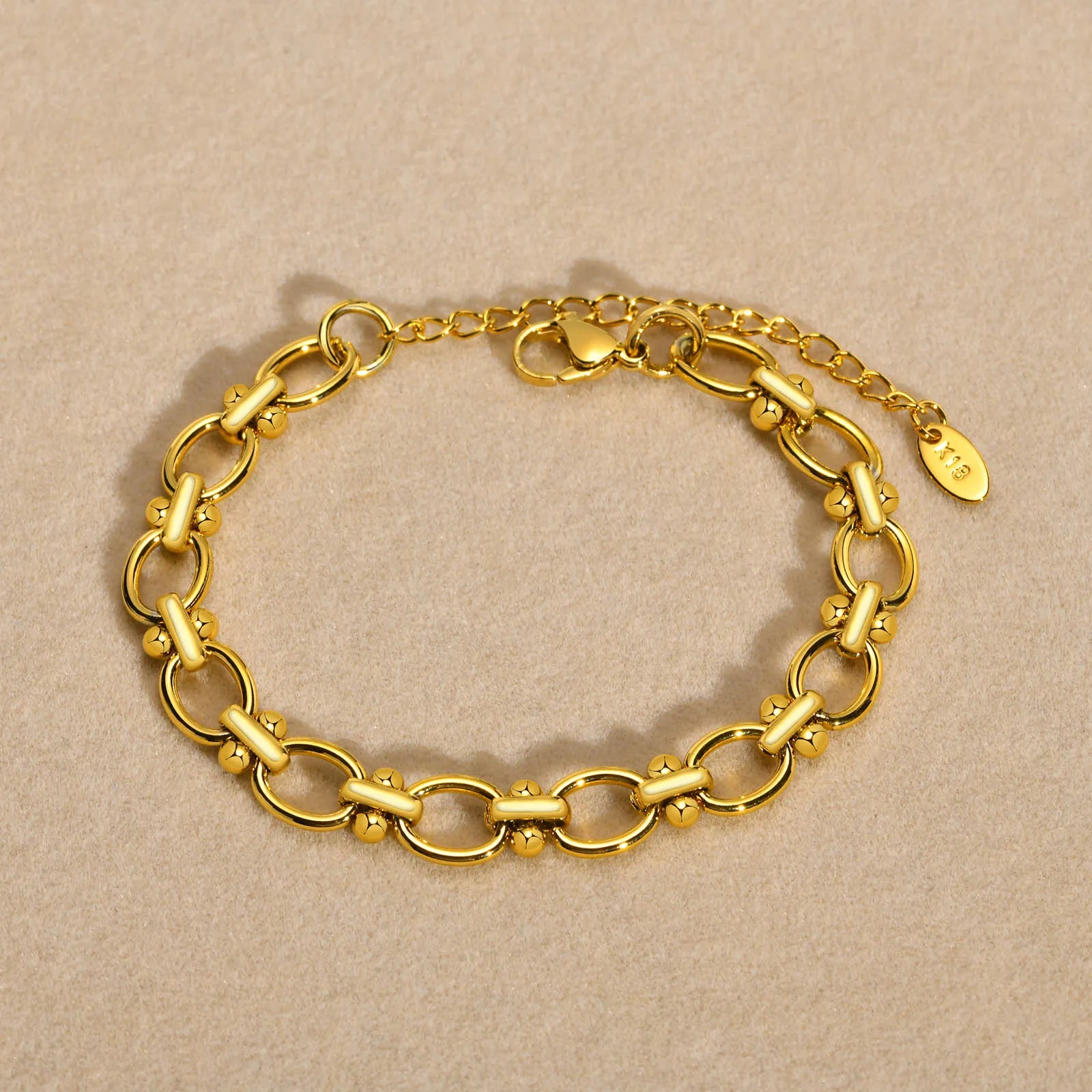 18k Gold Plated Chunky Oval Link Chain Bracelets for Women Thick Stainless Steel Jewelry