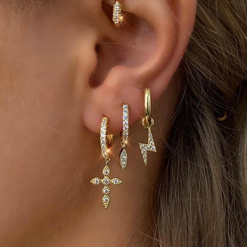 Waterproof Zircon Hoop Earrings