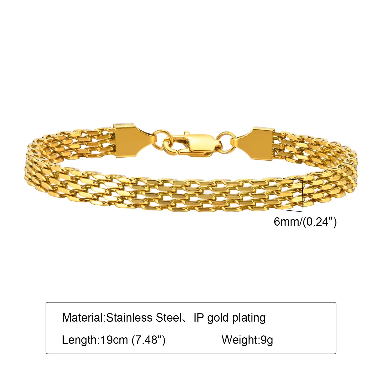 18k Gold Plated Chunky Oval Link Chain Bracelets for Women Thick Stainless Steel Jewelry