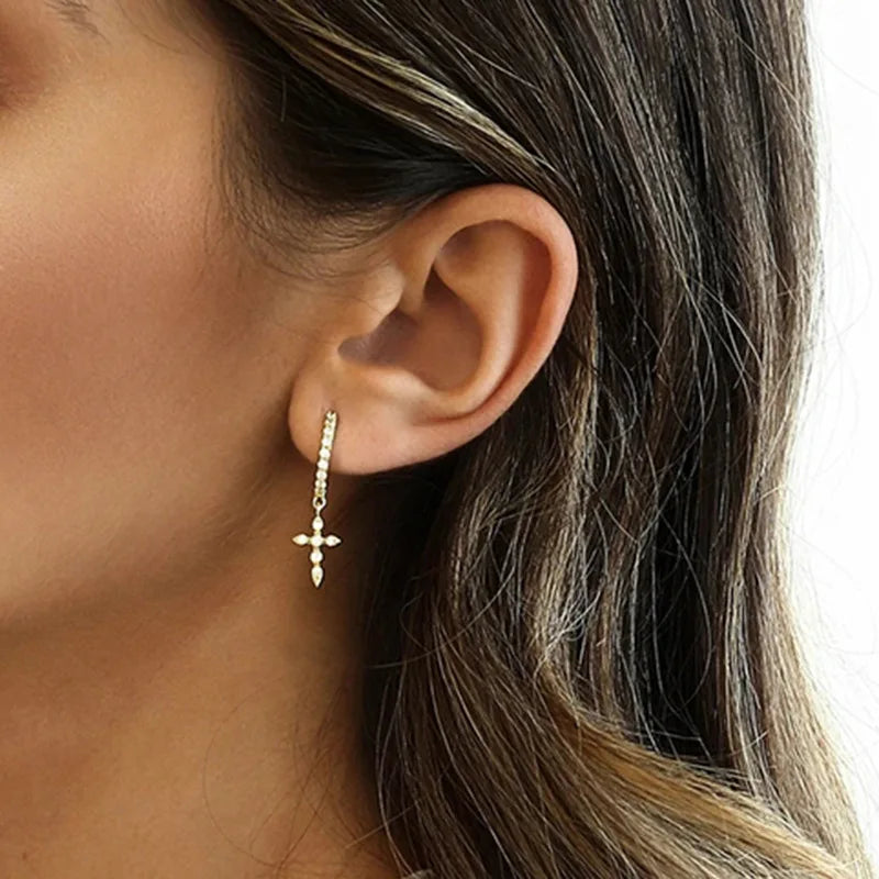 Waterproof Zircon Hoop Earrings